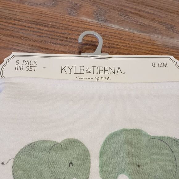 Kyle & Deena Bib Set 5 Pack Elephant Detail - Picture 5 of 6